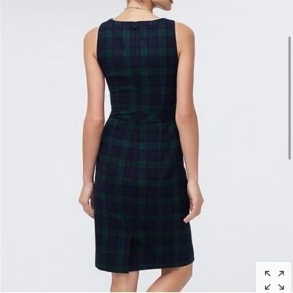 J. Crew Wool Plaid Sleeveless Dress - Green and Black Size 2 - Picture 2 of 4